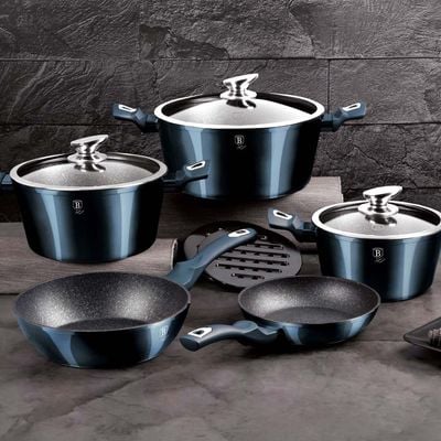 BerlingerHaus 10-Pc Cookware Set - Metallic Line Aquamarine Edition