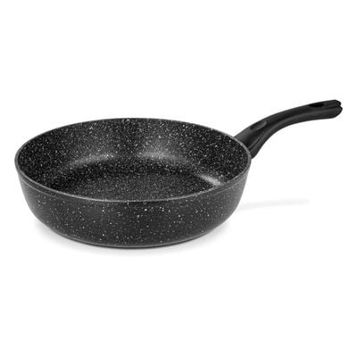 Fissman Deep Frying Pan Aluminium Fiore Series Marble Non Stick Coating With Induction Bottom Black 24x6.5cm