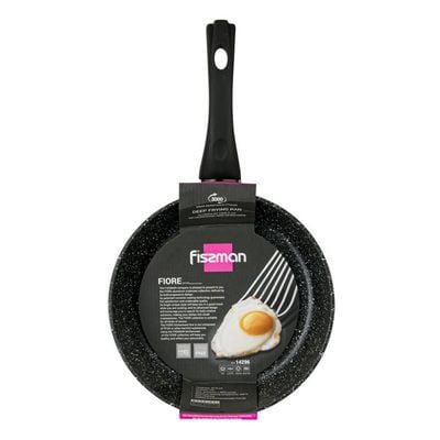 Fissman Deep Frying Pan Aluminium Fiore Series Marble Non Stick Coating With Induction Bottom Black 24x6.5cm