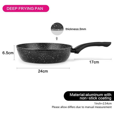 Fissman Deep Frying Pan Aluminium Fiore Series Marble Non Stick Coating With Induction Bottom Black 24x6.5cm