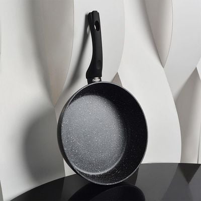 Fissman Deep Frying Pan Aluminium Fiore Series Marble Non Stick Coating With Induction Bottom Black 24x6.5cm