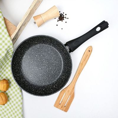 Fissman Frying Pan Aluminium Fiore Series Marble Non Stick Coating With Induction Bottom Black 20x4.5cm