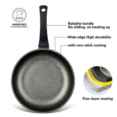 Fissman Grace Series Aluminum Touch Stone Coating Deep Frying Pan Black 20x5.5cm