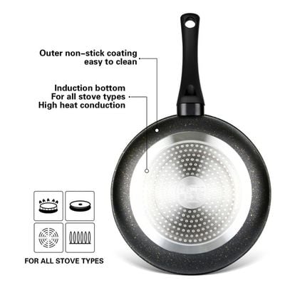 Fissman Non Stick Deep Frying Pan Black 24x7cm