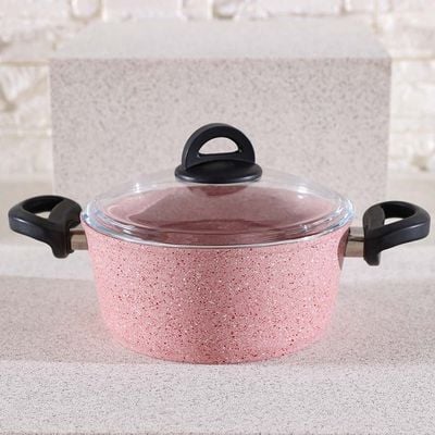 Falez 9-Piece Premium Granite Cookware Set Pink 2.7 mm