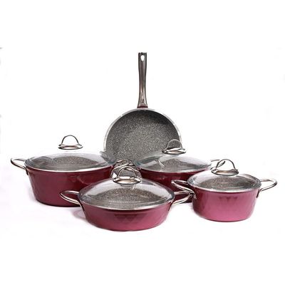 Falez 9-Piece Biadiamond Pro(Violet) Granite Cookware Set