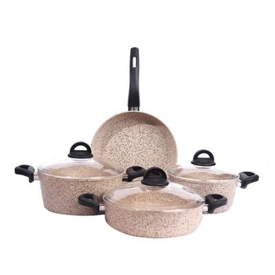 Falez 7-Pc Premium Granite Cookware Set - Cream 