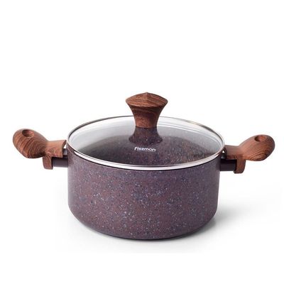 Fissman Casserole Magic Brown 20X9.8Cm/2.7 Ltr With Glass Lid (Aluminum Non Stick Coating)