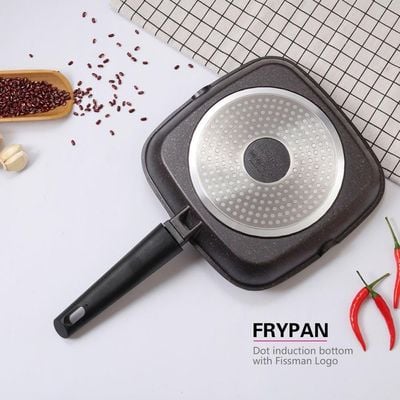 Fissman Square Grill Pan Rebusto 24X4 Cm With Detachable Handle (Aluminum Non Stick Coating)