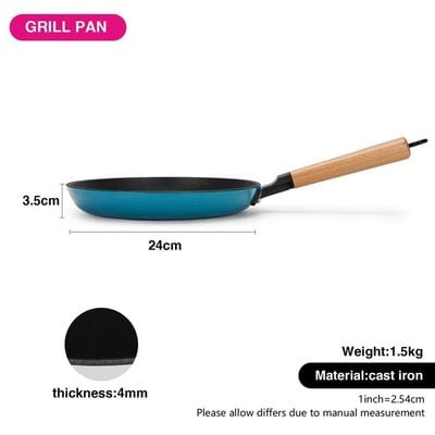 Fissman Round Grill Pan 24X3.5Cm With Wooden Handle