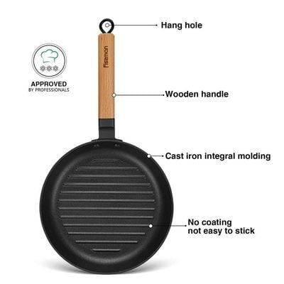 Fissman Round Grill Pan 24X3.5Cm With Wooden Handle