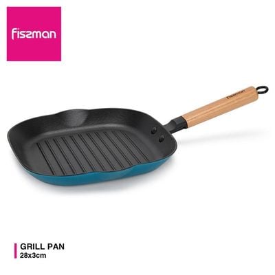 Fissman Square Grill Pan 28X3.0Cm With Wooden Handle