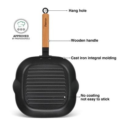 Fissman Square Grill Pan 28X3.0Cm With Wooden Handle
