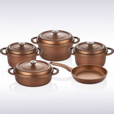 Falez 9-Pc Nova Cast Premium Granite Cookware Set - Copper 