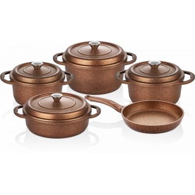 Falez 9-Pc Nova Cast Premium Granite Cookware Set - Copper 