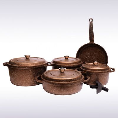 Falez 9-Pc Nova Cast Premium Granite Cookware Set - Copper 