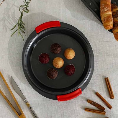 Bake Me Happy Round Pan with Silicone Handle - Carbon Steel - (0.8 mm) 29.5x27x4 cm