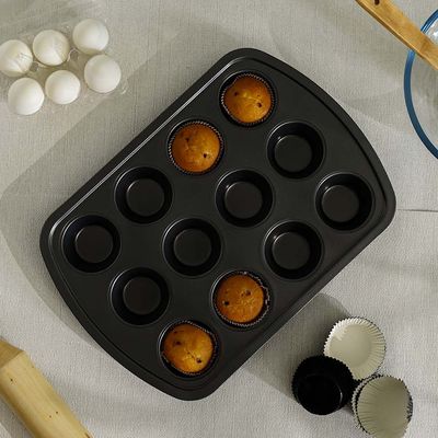 Bake Me Happy 12 Cup Muffin Pan Carbon Steel 0.6Mm 40.5X28.2X3.5Cm