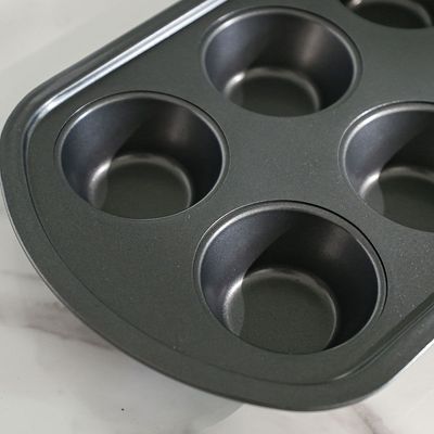 Bake Me Happy 6-Cup Muffin Pan - Carbon Steel - 0.6 mm, 31.8x19.7x3.5 cm