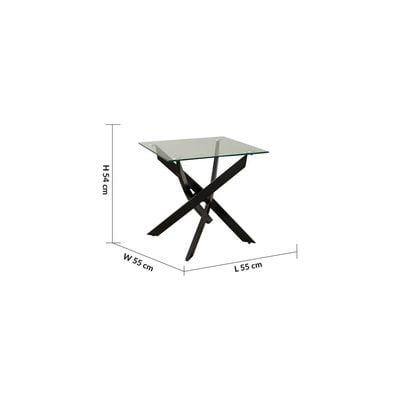 Leonardo End Table-Glass / Powder Coated Black