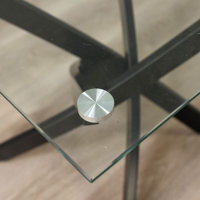 Leonardo End Table-Glass / Powder Coated Black