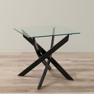 Leonardo End Table-Glass / Powder Coated Black