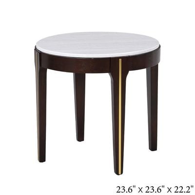 Cody End Table-White Marble / Dark Oak