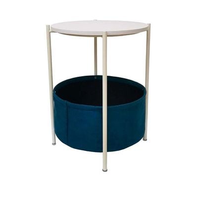 Dulce Side Table-White / Navy