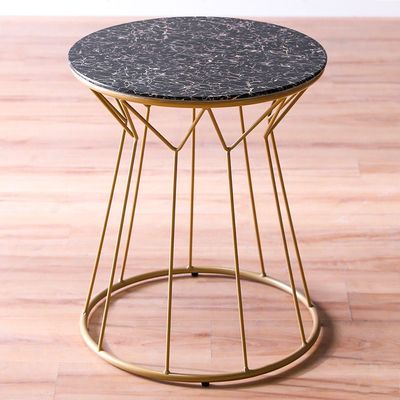 Sharmel End Table - Black / Golden