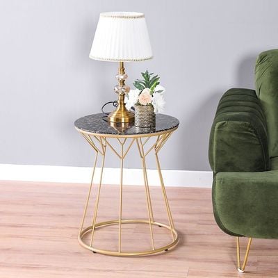 Sharmel End Table - Black / Golden