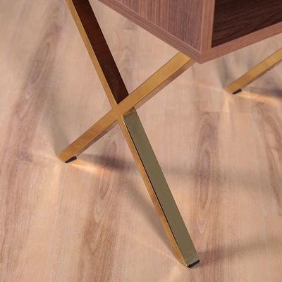 Roma End Table-Walnut/Golden