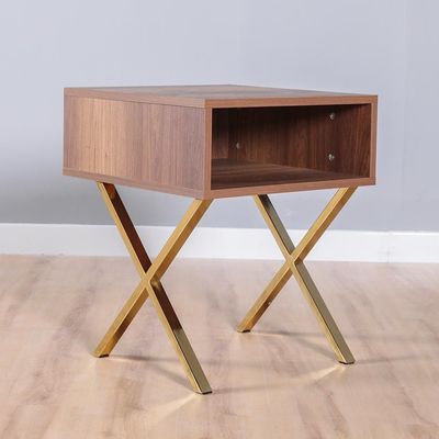 Roma End Table-Walnut/Golden