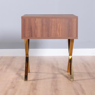 Roma End Table-Walnut/Golden