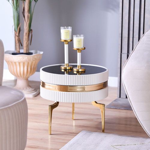 Concetta End Table - White / Golden