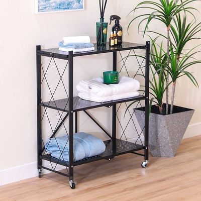 Encila 3 Tier Foldable Shelf-Black