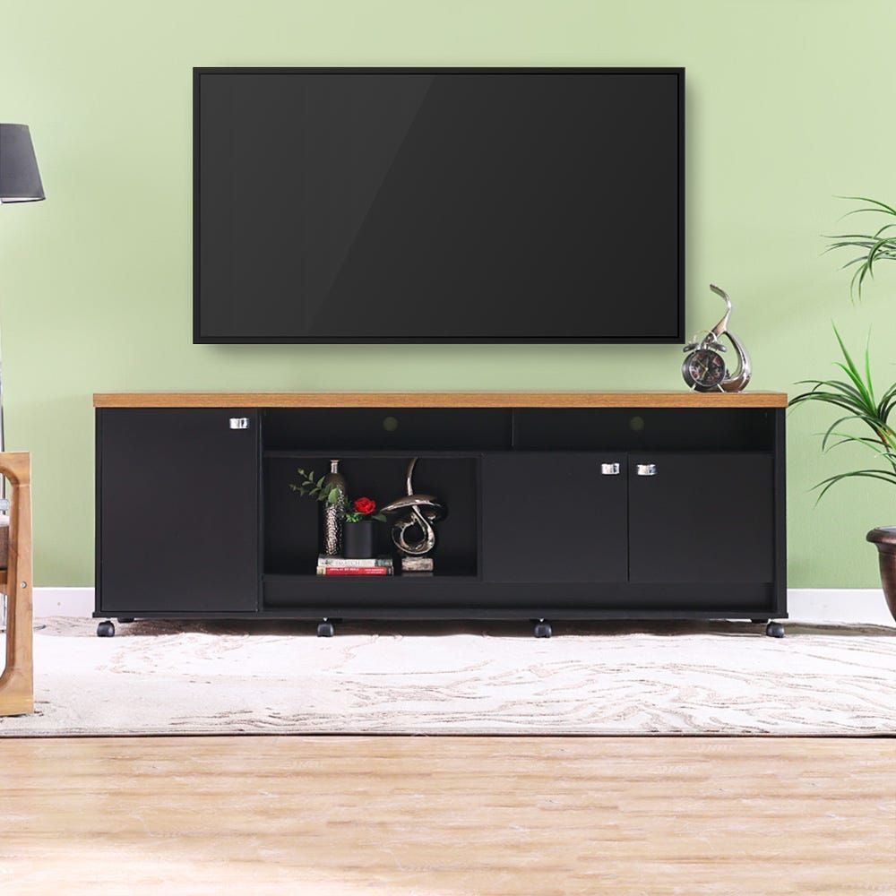 Black wood deals tv stand