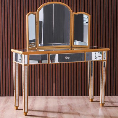 Marciales Dresser with Mirror and Stool-Golden / Mirror