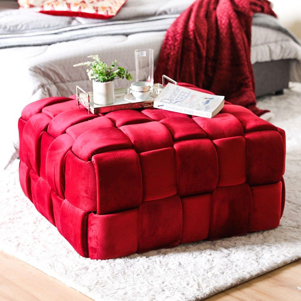 Red storage store ottoman