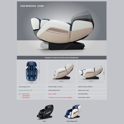 Kryten Leather Massage Chair-White / Blue / Beige