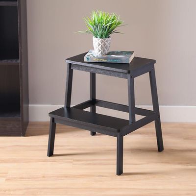 Albany 2 Step Bamboo Wood Stool Black