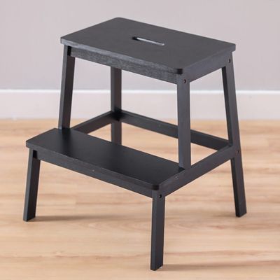 Albany 2 Step Bamboo Wood Stool Black