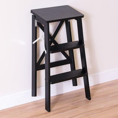 Albany 3 Step Bamboo Wood Stool Black