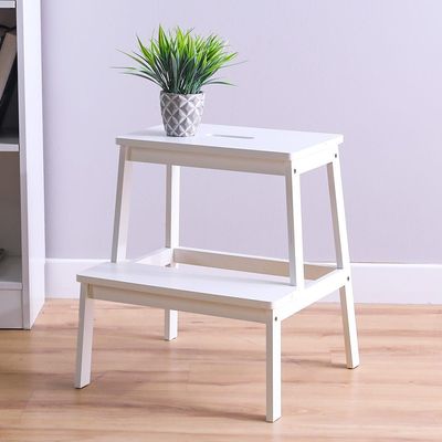 Albany 2 Step Bamboo Wood Stool White