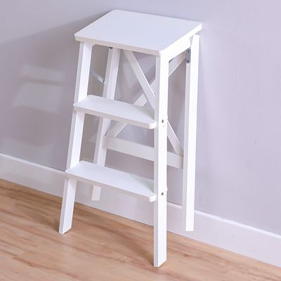 Albany 3 Step Bamboo Wood Stool White