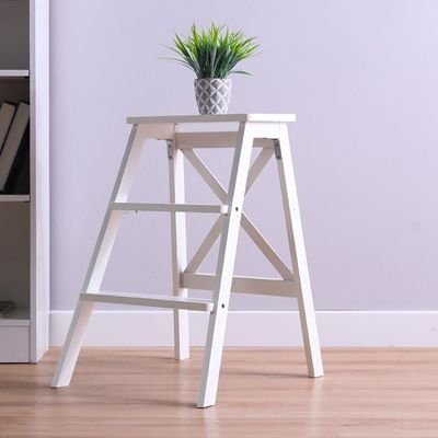 Albany 3 Step Bamboo Wood Stool White