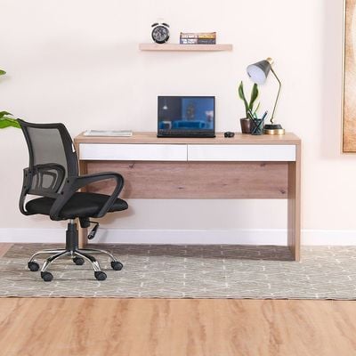 Meadow Flap Office Desk-Artisan Oak / HG White