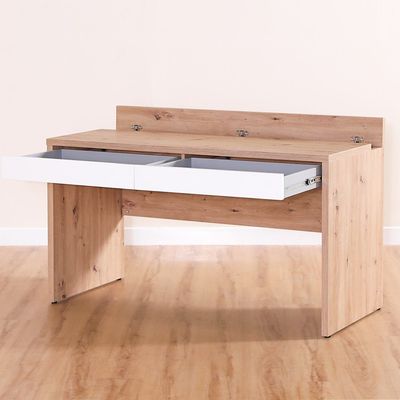 Meadow Flap Office Desk-Artisan Oak / HG White