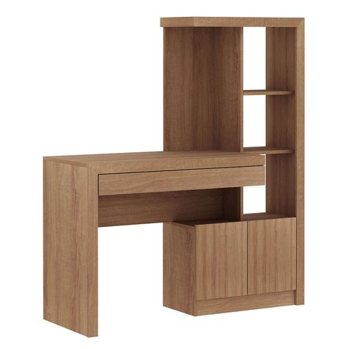 Mia Workstation Office Table with Shelves - Almond 
