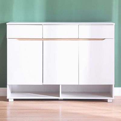 Bill 3 Door & 3 Drawer Shoe Cabinet 22 pairs - White/Oak 