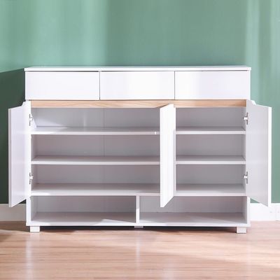 Bill 3 Door & 3 Drawer Shoe Cabinet 22 pairs - White/Oak 